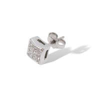 Orecchini fantasia a cubo in oro bianco 18 kt con diamanti naturali – Donna – 0.10 ct totali – 2.30 g - IP.OK18B/6D